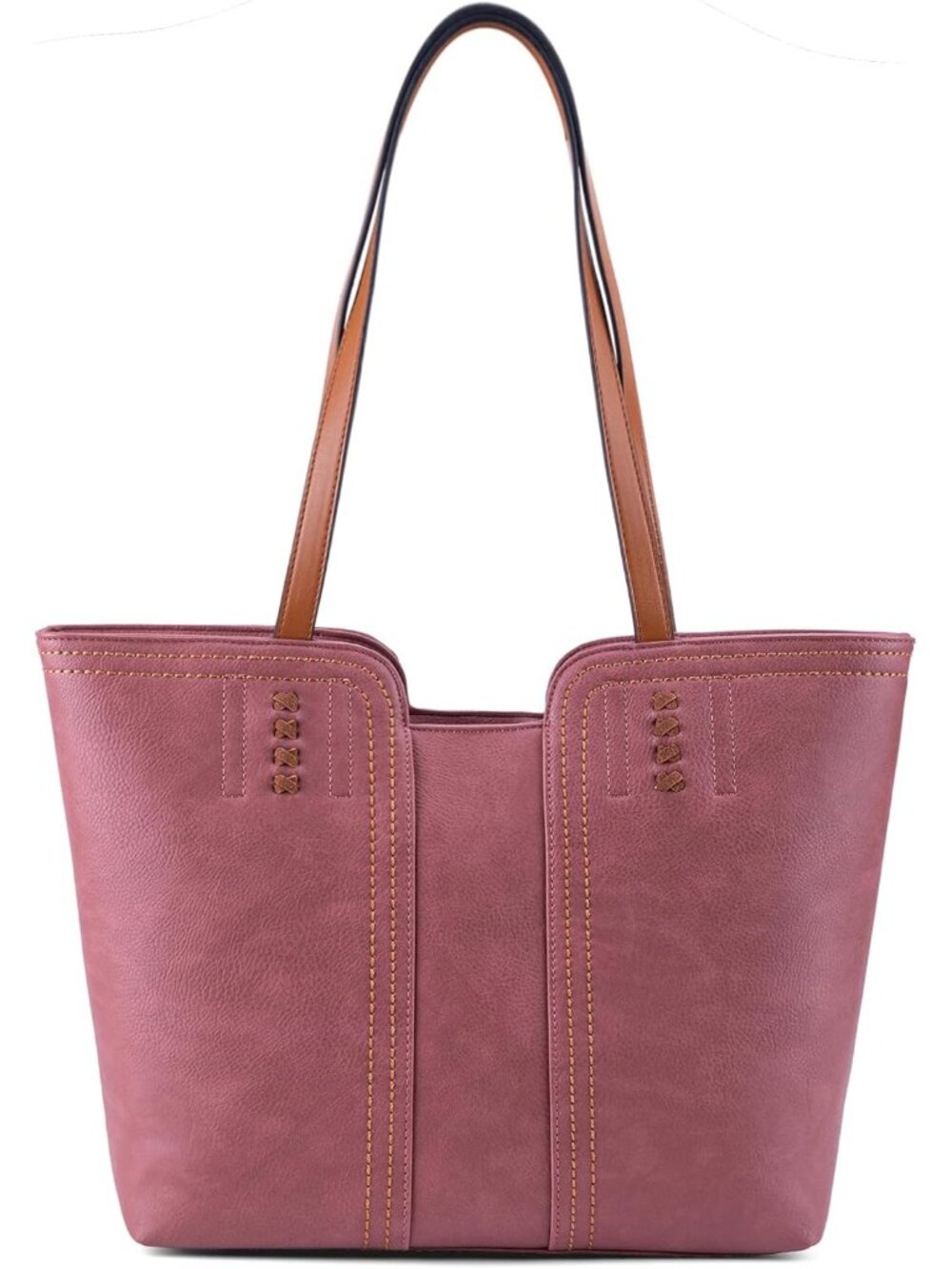 Women's Mauvewood Pink Vegan Leather Classy Look West Tote Handle Satchel Purse